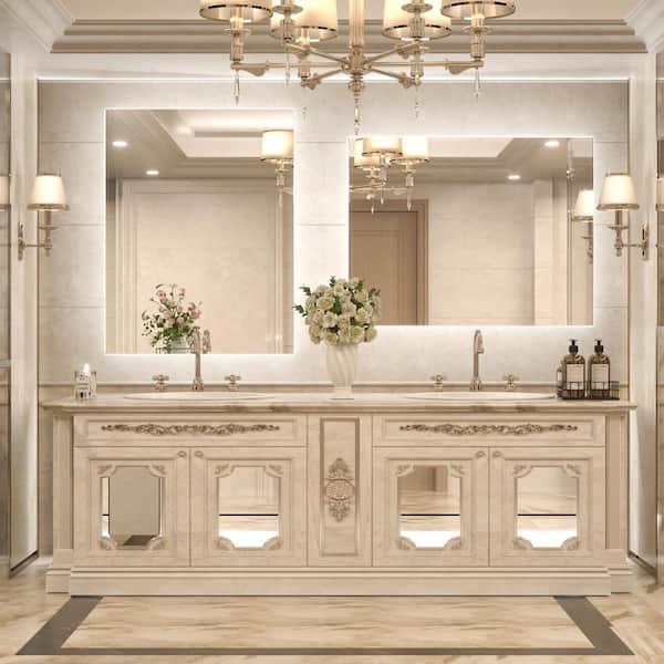 28 in. W x 36 in. H Rectangular Frameless LED Light Anti-Fog Wall Bathroom Vanity Mirror with Backlit