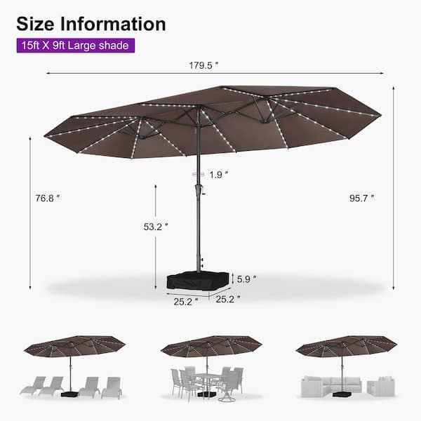 15 ft triple vent patio umbrella Steel Triple Vent Market Patio Umbrella, 15'