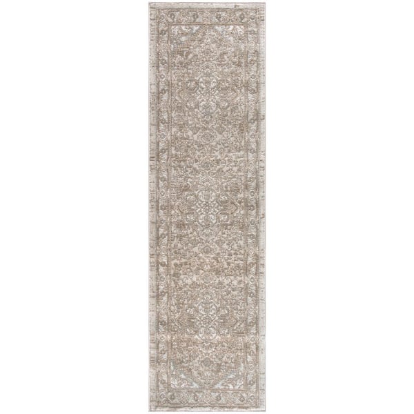 Nourison Concerto Beige 2 ft. x 8 ft. Center medallion Transitional ...