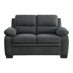 Deliah 58 in. W Dark Gray Textured Fabric Loveseat