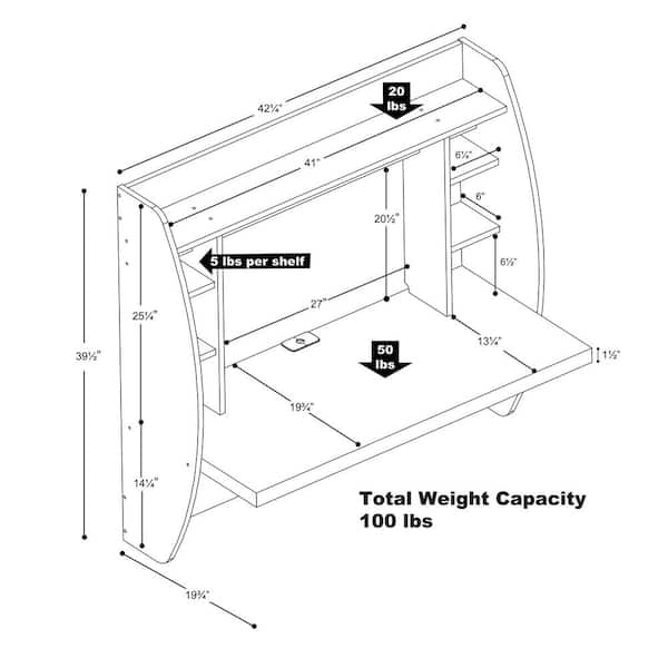 prepac floating desk with storage