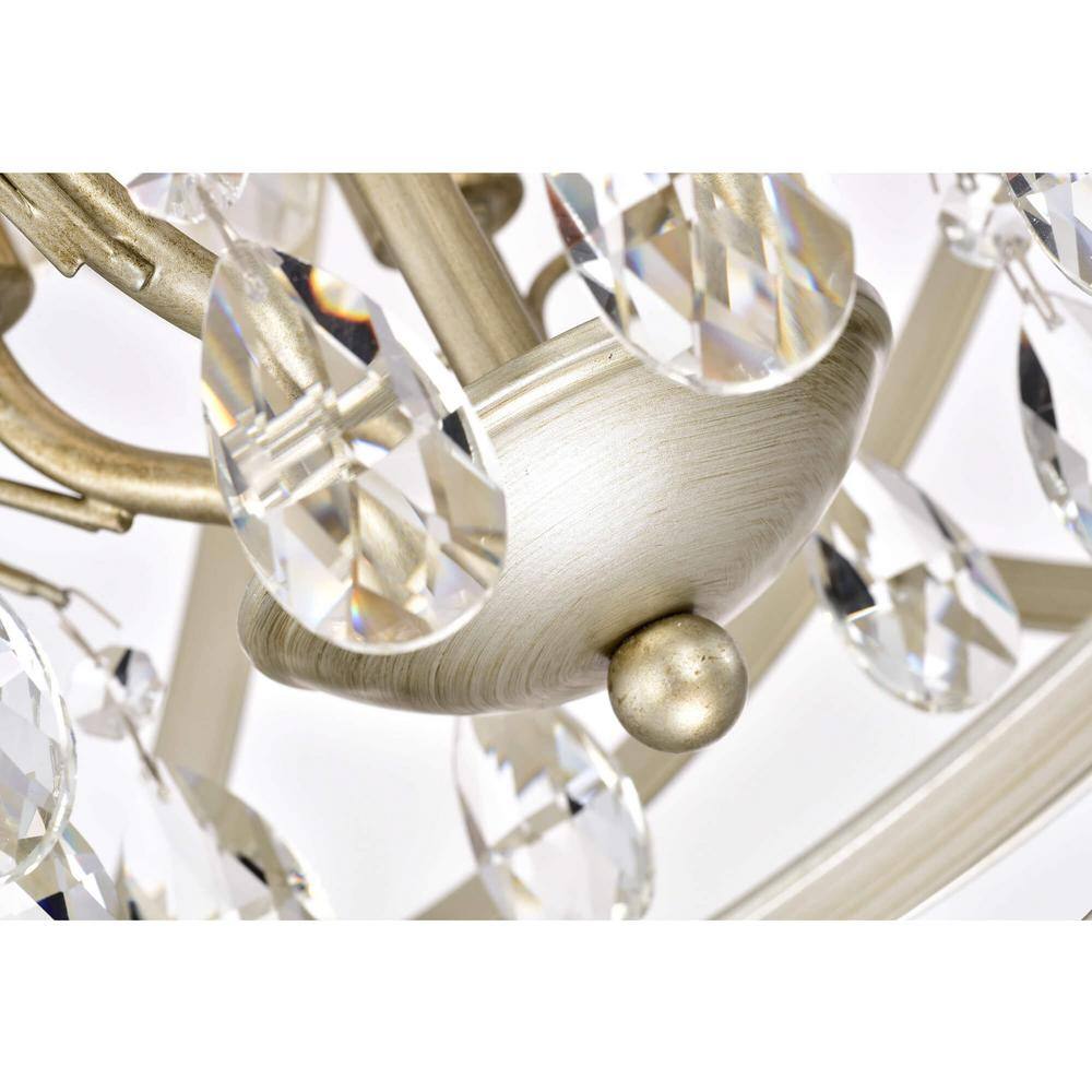 Champagne Metal and Crystal Orb 5-Light Chandelier
