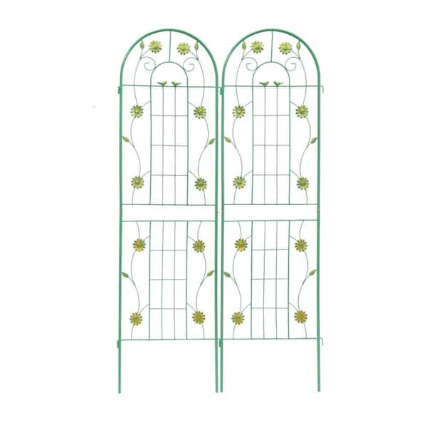 ITOPFOX 71 in. x 19.7 in. Green Metal Garden Rustproof Trellis Climbing Plants Outdoor Flower Support for Wedding Decor (2-Pack)