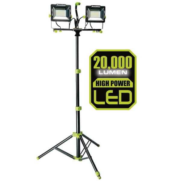 PowerSmith 20,000 Lumen Dual Head LED Work Light with Adjustable Metal Tripod and 9 ft. Power Cord