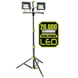 20,000 Lumen Dual Head LED Work Light with Adjustable Metal Tripod and 9 ft. Power Cord