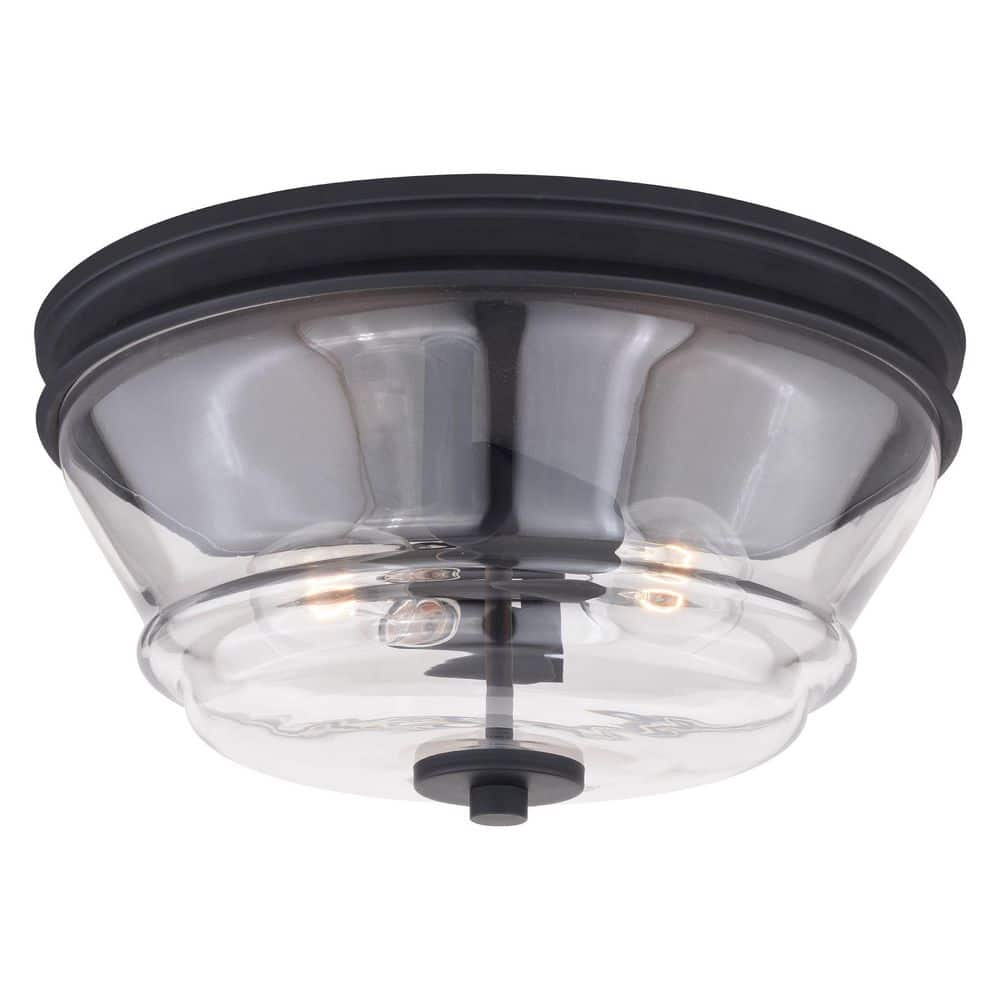 VAXCEL Toledo 13 in. W Black Industrial Flush Mount Ceiling Light ...