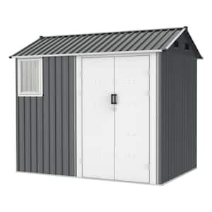 Gray 6 ft. W x 8 ft. D Metal Garden Shed Patio Storage Shed with Adjustable Shelf, Tool Cabinet with Vents (44 sq. ft.)