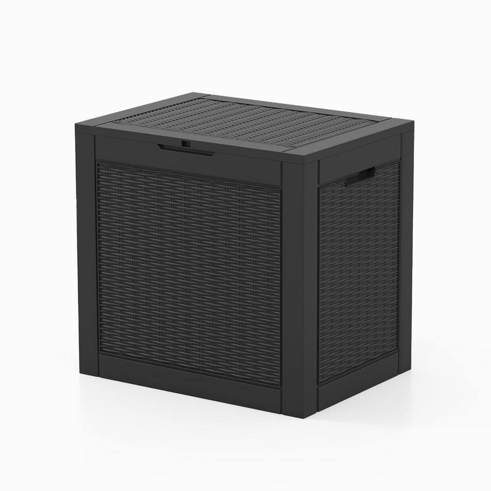 Patiowell 32 Gal. Resin Wicker Deck Box in Black PASB32W0 The Home Depot