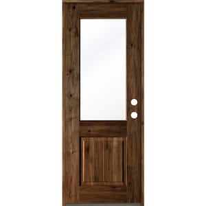 32 in. x 96 in. Rustic Knotty Alder Wood Clear Half-Lite Provincial Stain/VG Left Hand Single Prehung Front Door