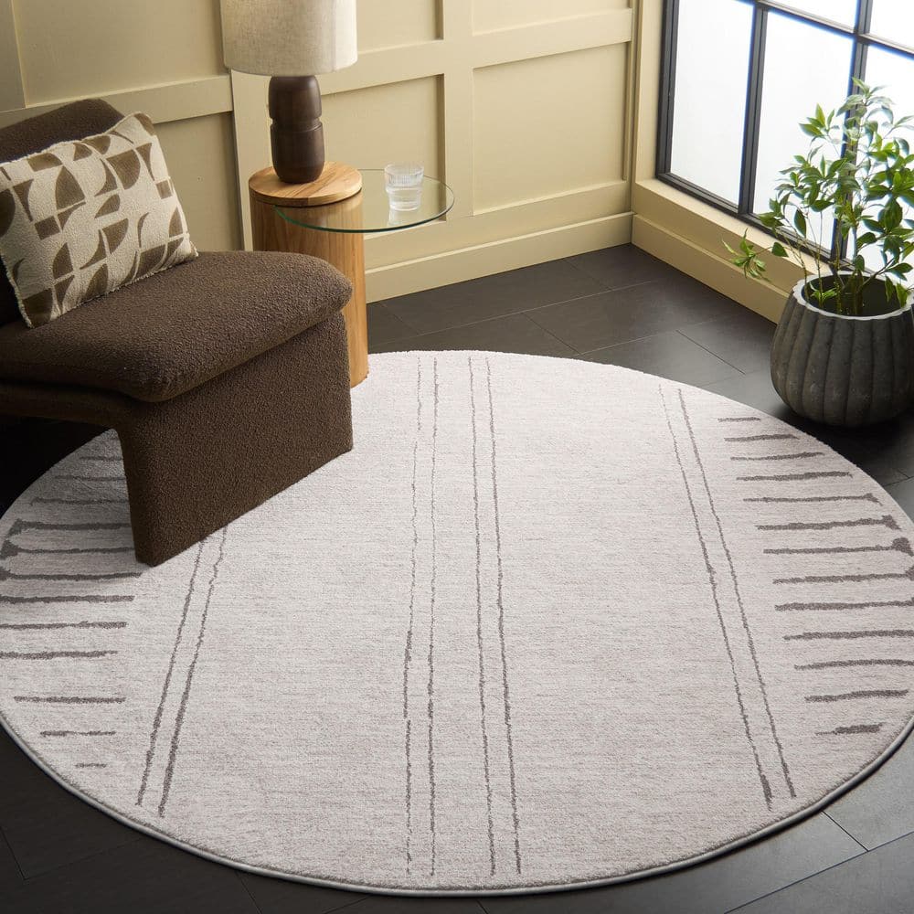 Northport 7 ft. x 7 ft. Ivory/Beige Abstract Striped Round Area Rug price history on PriceWatchPro