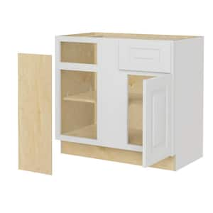 Grayson Pacific White Plywood Shaker Assembled Lazy Suzan Corner Kitchen Cabinet Left 36 in W x 24 in D x 34.5 in H