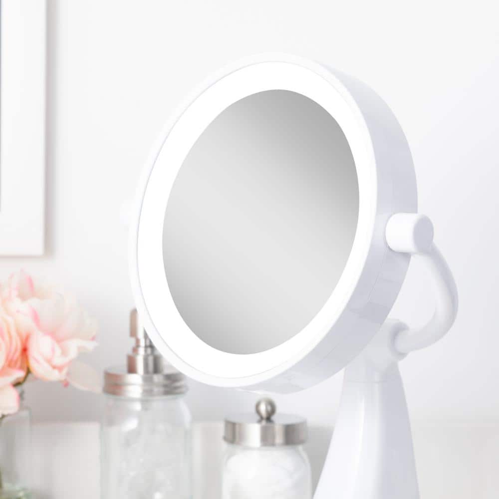 White Dual Magnification Lighted Vanity Mirror