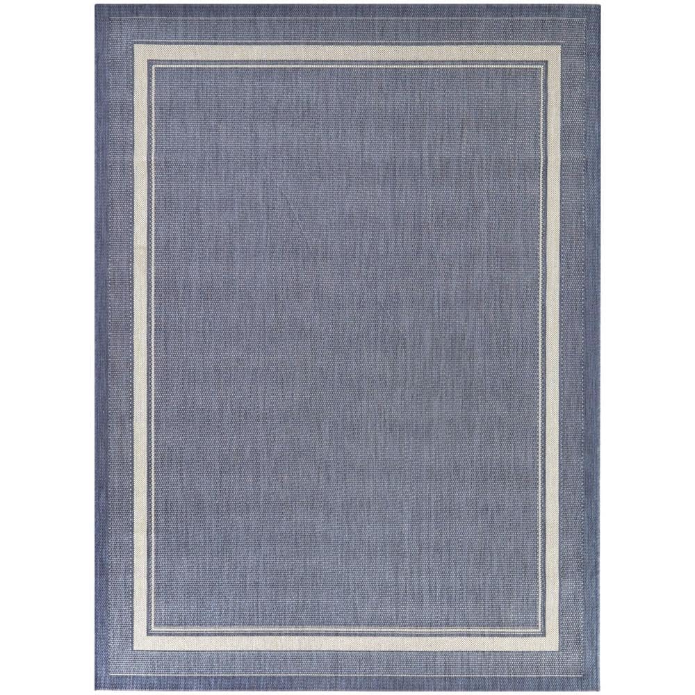 Amberview Blue 8 ft. x 10 ft. Border Indoor/Outdoor Area Rug