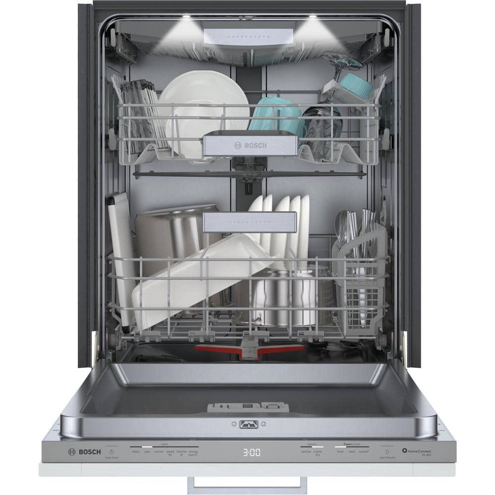 24" White Built-In Smart Dishwasher with Stainless Steel Tub