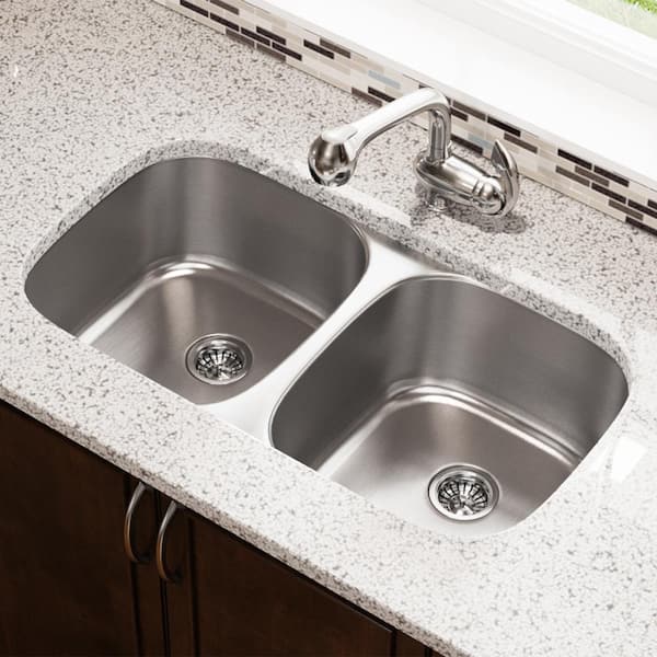 MR Direct Undermount Stainless Steel 33 in. Double Bowl Kitchen Sink ...