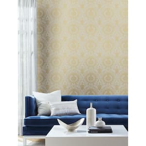 60.75 sq ft Off White Imperial Damask Non-Pasted Wallpaper