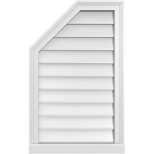 Ekena Millwork 20 in. x 32 in. Octagonal Surface Mount PVC Gable Vent: Decorative with Brickmould Sill Frame