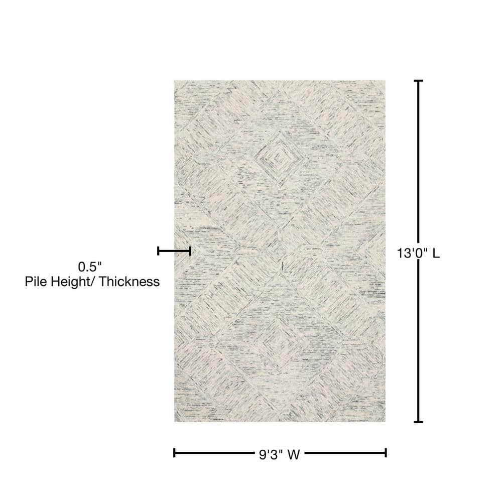 Ivory Rectangular Handmade Wool Tufted Area Rug 9'3" x 13'