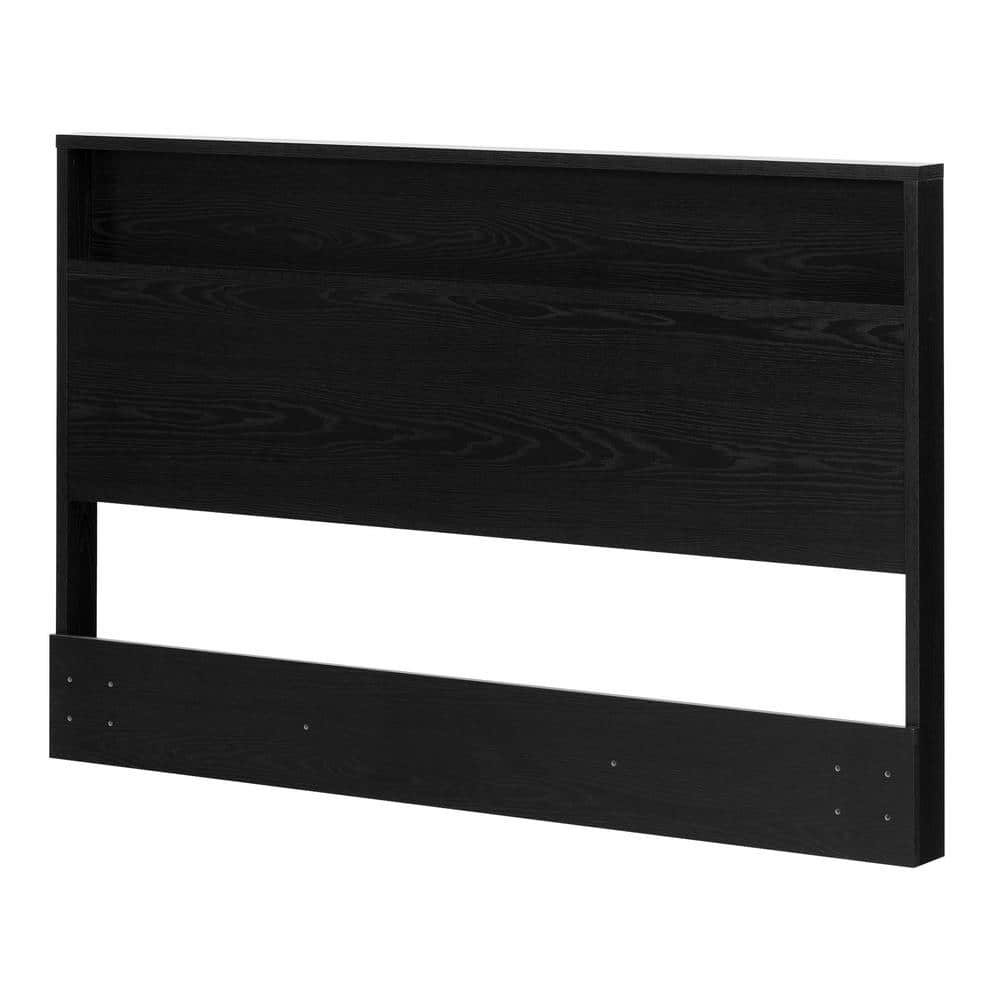 Black Oak Full/Queen Headboard with Storage Shelf