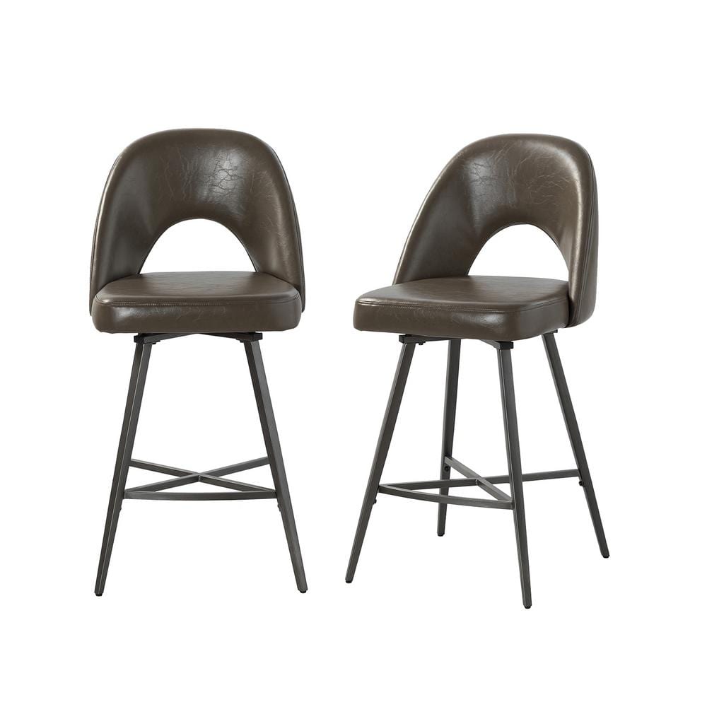 JAYDEN CREATION Thiago Modern Grey Counter Height Bar Stools with ...