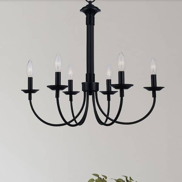 Bel Air Lighting Candle 6-Light Black Candle Chandelier Light Fixture