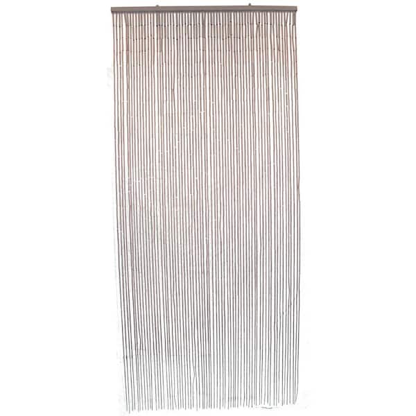 EVIDECO French home goods Beaded Taupe Bamboo Curtain Door 65 Strings 35.5 in. W x 78.8 in. L Wall Mounted Light Filtering Sheer Curtain 1 Panel