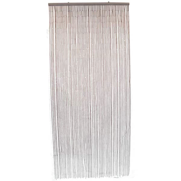 Unbranded Beaded Taupe Bamboo Curtain Door 65 Strings 35.5 in. W x 78.8 in. L Wall Mounted Light Filtering Sheer Curtain 1 Panel