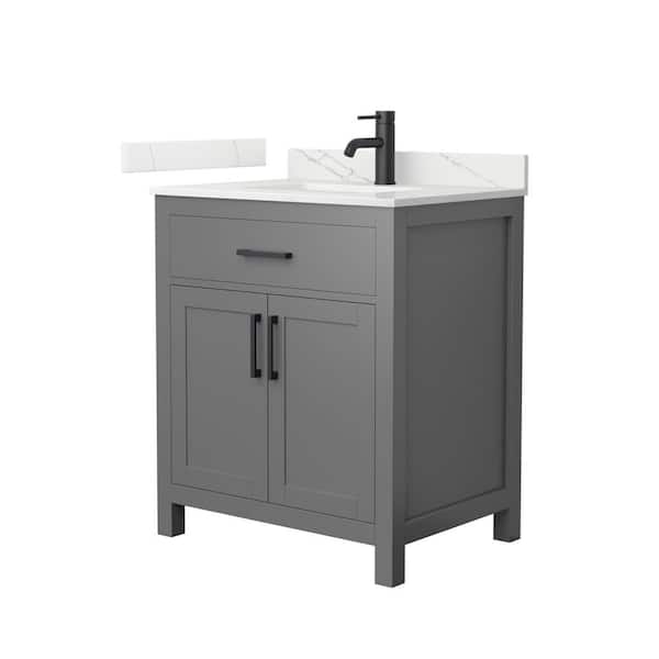 Beckett 30 in. Single Freestanding Dark Gray Bath Vanity with Giotto Quartz Top (Assembled)