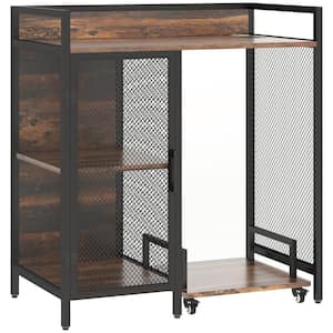 Rustic Brown 33.75 in. Office Storage Cabinet, Printer Stand with 4 Shelves and Metal Doors