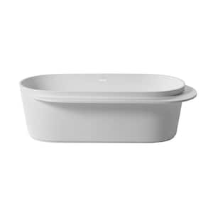 71 in. Solid Surface Freestanding Flatbottom Soaking Bathtub in Matte White with Drain