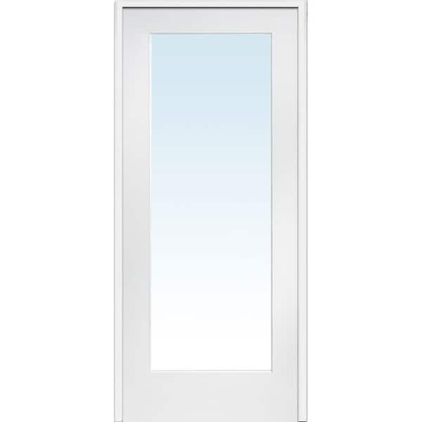 MMI Door 30 in. x 80 in. Left Hand Primed Composite Glass Full Lite Clear Single Prehung Interior Door