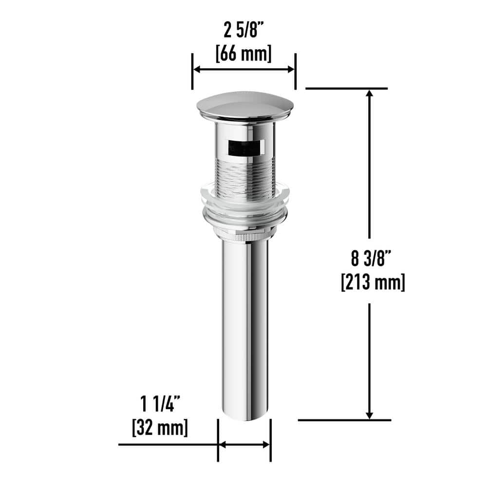 Chrome Bathroom Sink Pop-Up Drain with Overflow