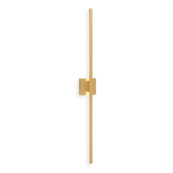 UMEILUCE 1-Light 43.7 in. Minimalist Linear Gold LED Wall Sconce for Bathroom Living Room Restaurant, 3000K Triac Dimmable
