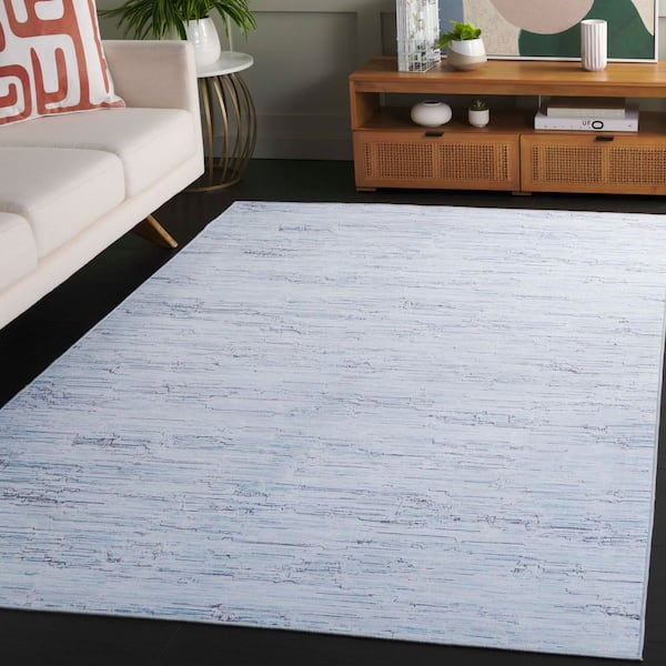 Tacoma Gray/Turquoise 3 ft. x 5 ft. Machine Washable Solid Marle Area Rug