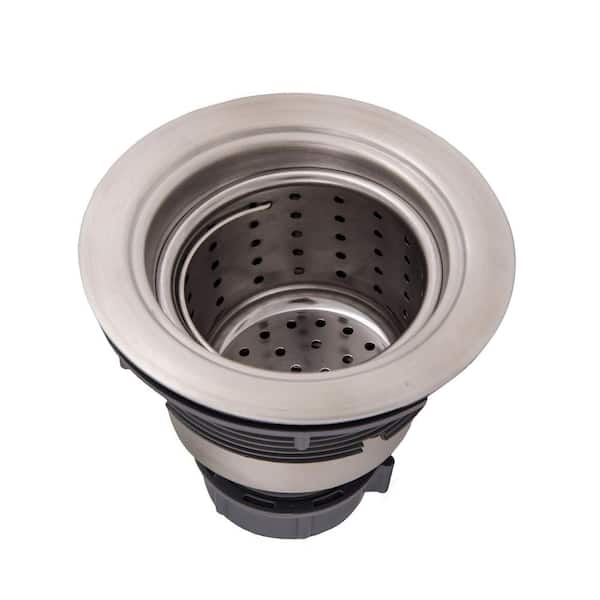 Design House Kitchen Sink Anti-Clogging S304 Stainless Steel Drain Strainer with Food Waste Catching Basket and A Plastic Base, Silver 542993
