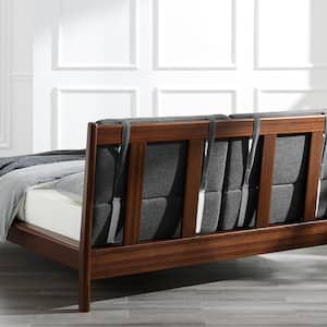 Park Avenue Reddish Brown Wood King Bed with Fabric