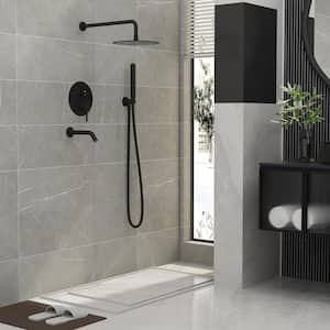 2-Handle 3-Spray Tub and Shower Combos Handheld Shower with 10 in. Shower Head in Black (Valve Included)