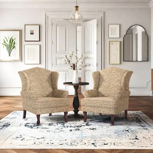 Uixe Navy Blue Floral Pattern Linen Upholstered High Back