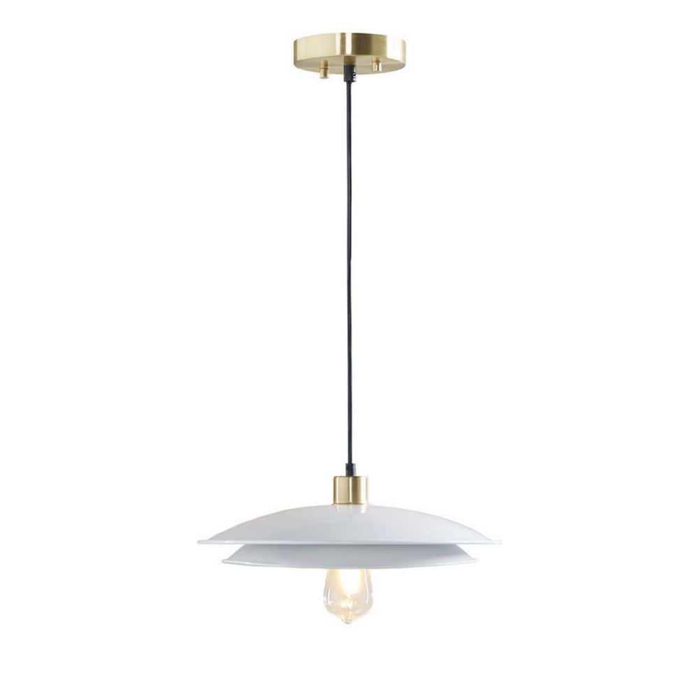Modern 60-Watt 1-Light Gold/White Pendant Light with Layered Metal Shade and No Light Bulb Included price history on PriceWatchPro
