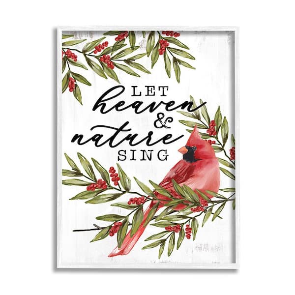 Stupell Industries Festive Phrase Cardinal by Dogwood Portfolio 1 Piece Framed Graphic Print Animal Poster Art Print 20 in. x 16 in.