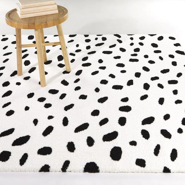 Kannisto White 5 ft. x 7 ft. Abstract Area Rug