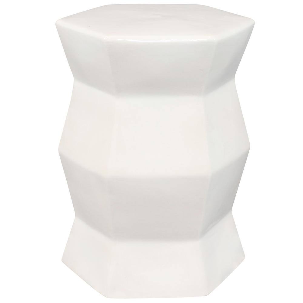 Sunnydaze Decor Sunnydaze White Hexagon Ceramic Stone Outdoor Accent