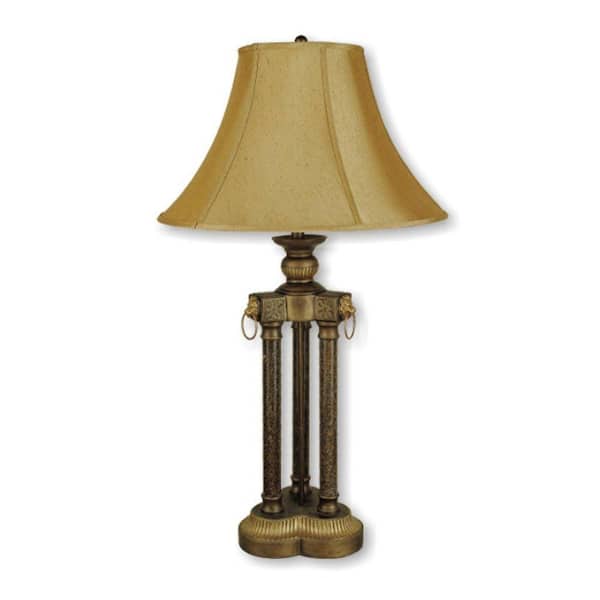 ORE International 36 in. 3-Pillar Gold Table Lamp