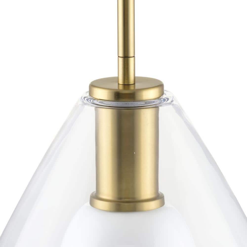 Carillon Brushed Gold Pendant with Clear and Opal Glass Shade