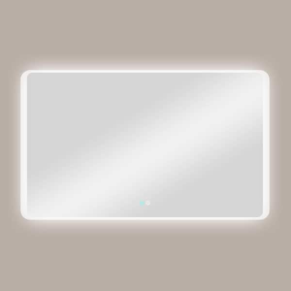 Unbranded 60 in. W x 36 in. H LED Rectangular Frameless Wall Bathroom Vanity Mirror Touch Control in White