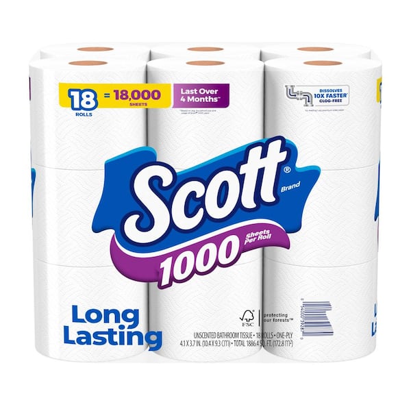 Scott Bath Tissue 1000-Sheet (18 Rolls) Toilet Paper