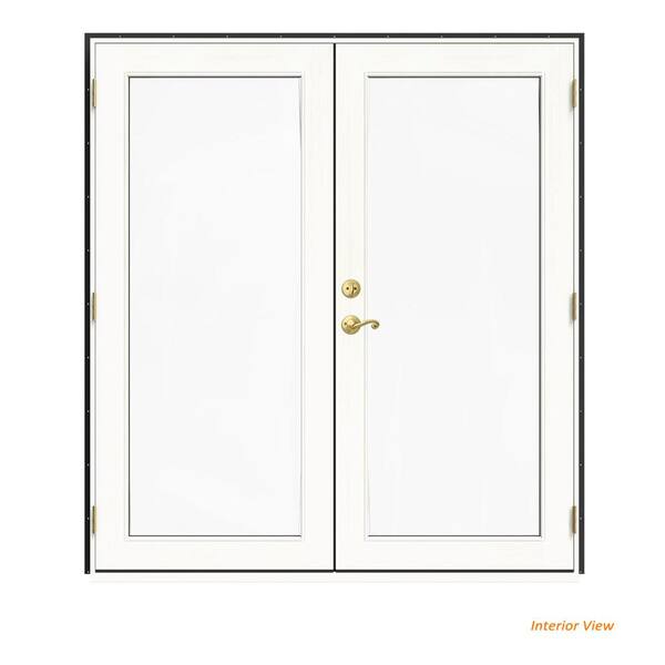 JELD-WEN 72 in. x 80 in. W-2500 Bronze Clad Wood Left-Hand Full Lite French Patio Door w/White Paint Interior
