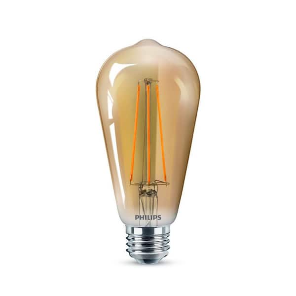 Philips 40-Watt Equivalent ST19 Dimmable Vintage Glass Edison LED Light Bulb Amber Warm White (2000K) (4-Pack)