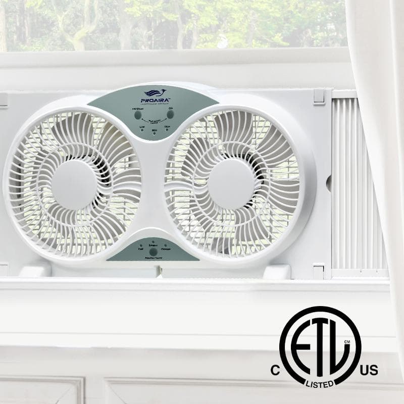 White Polycarbonate Dual Fan Reversible Window Fan with Remote Control