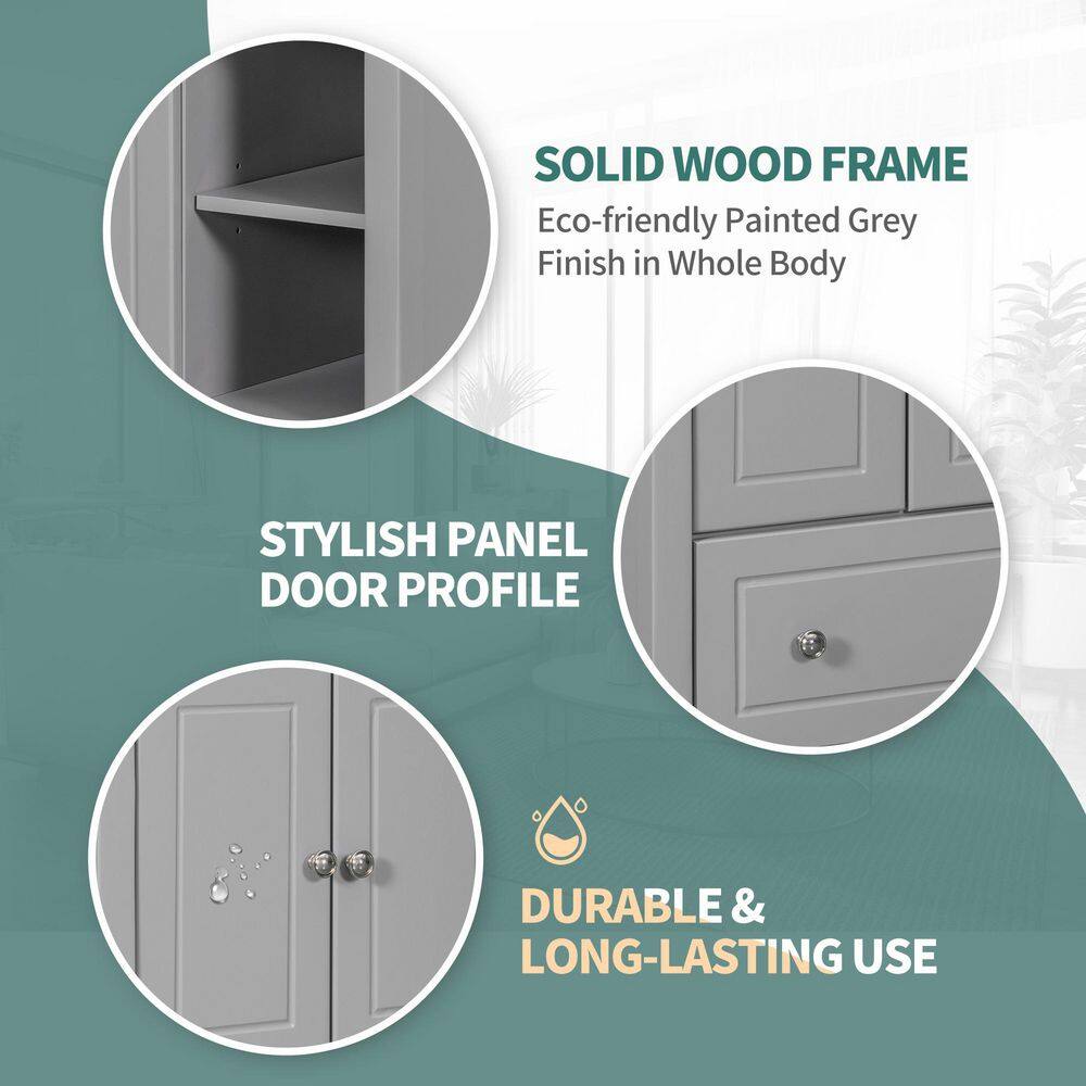 30" Gray Solid Wood Freestanding Bathroom Vanity with Drawer
